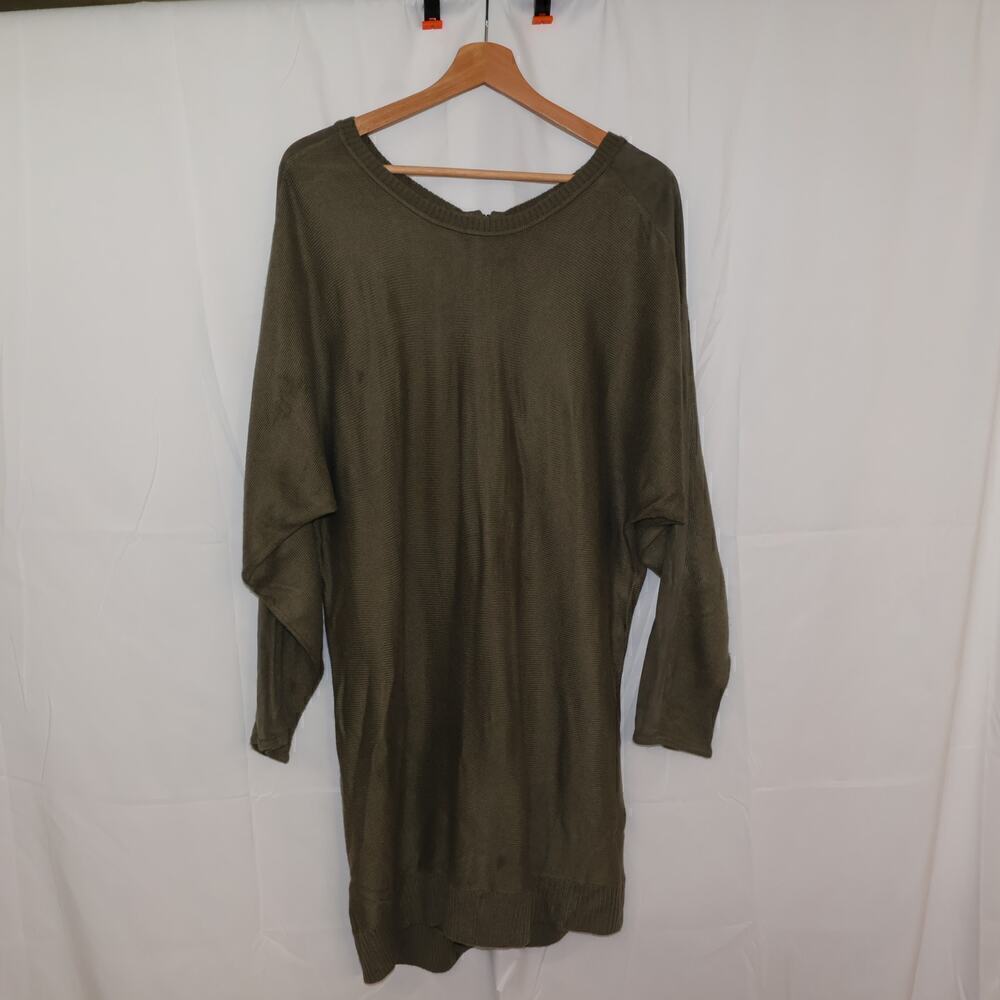 Love Scarlet XL Sweater Dress, Zipper Back Knee length Olive Acrylic
